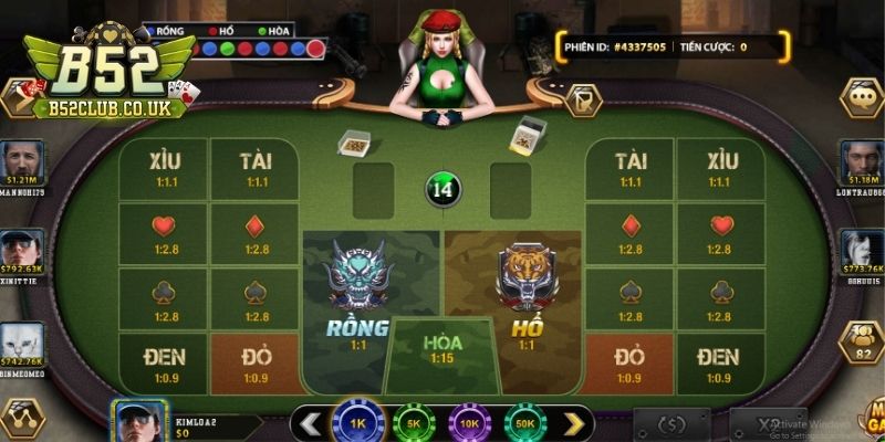 Rồng Hổ B52 - Game bài kịch tính, thắng thua trong tích tắc - NADOKE.ONE